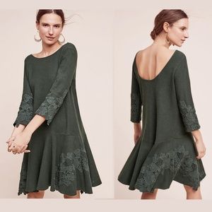 Anthropologie Dark Green Tierra Dropwaist Dress